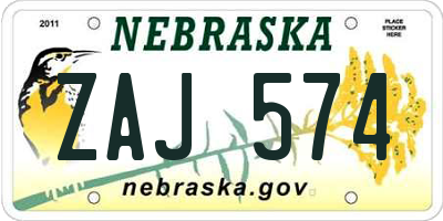 NE license plate ZAJ574