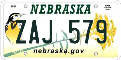 NE license plate ZAJ579