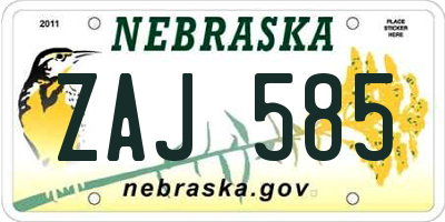 NE license plate ZAJ585