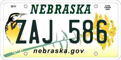 NE license plate ZAJ586
