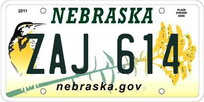 NE license plate ZAJ614