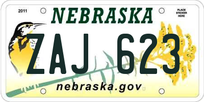 NE license plate ZAJ623