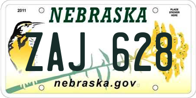 NE license plate ZAJ628