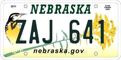 NE license plate ZAJ641