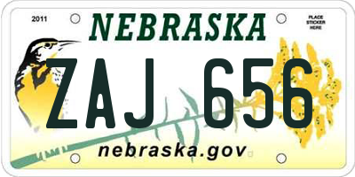 NE license plate ZAJ656