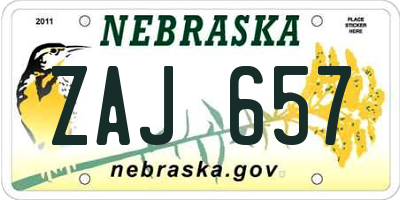 NE license plate ZAJ657