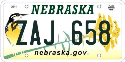 NE license plate ZAJ658