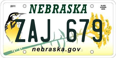NE license plate ZAJ679