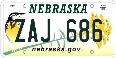 NE license plate ZAJ686