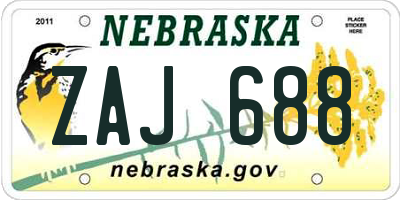 NE license plate ZAJ688