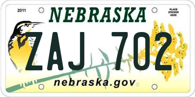 NE license plate ZAJ702