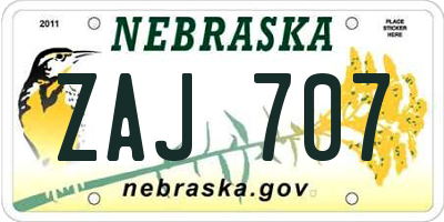 NE license plate ZAJ707