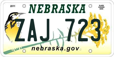 NE license plate ZAJ723