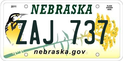 NE license plate ZAJ737