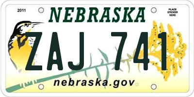 NE license plate ZAJ741