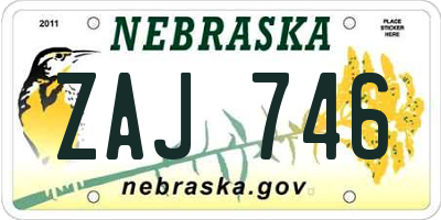 NE license plate ZAJ746