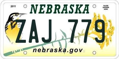 NE license plate ZAJ779