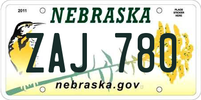 NE license plate ZAJ780