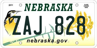 NE license plate ZAJ828