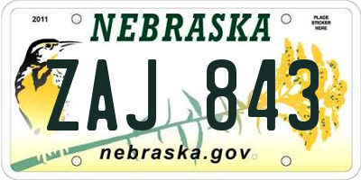 NE license plate ZAJ843