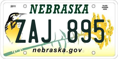 NE license plate ZAJ895