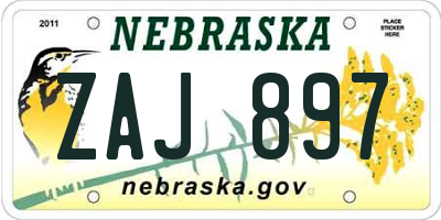 NE license plate ZAJ897