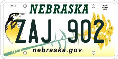NE license plate ZAJ902