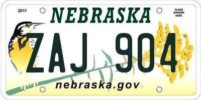 NE license plate ZAJ904