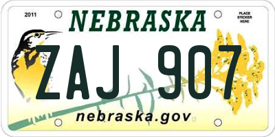 NE license plate ZAJ907