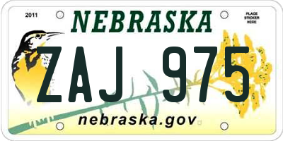 NE license plate ZAJ975