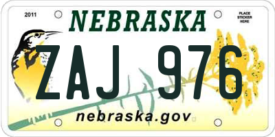 NE license plate ZAJ976