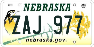 NE license plate ZAJ977