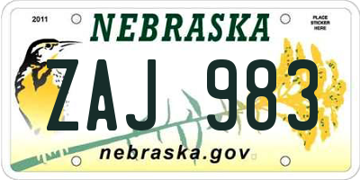 NE license plate ZAJ983
