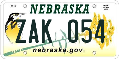 NE license plate ZAK054