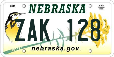 NE license plate ZAK128