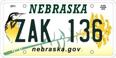 NE license plate ZAK136
