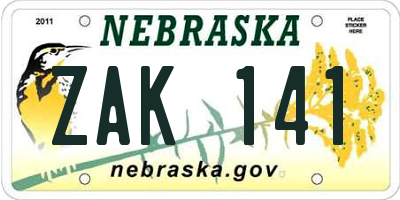 NE license plate ZAK141