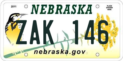 NE license plate ZAK146