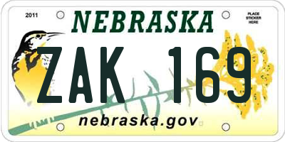 NE license plate ZAK169