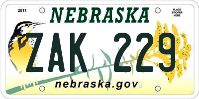 NE license plate ZAK229