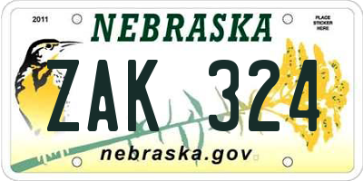 NE license plate ZAK324