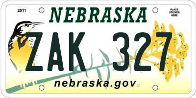 NE license plate ZAK327