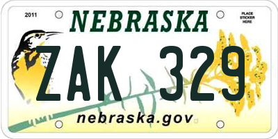 NE license plate ZAK329