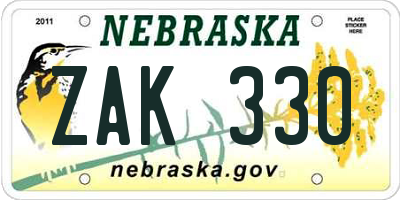 NE license plate ZAK330
