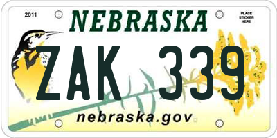 NE license plate ZAK339