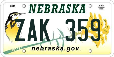NE license plate ZAK359