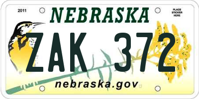NE license plate ZAK372
