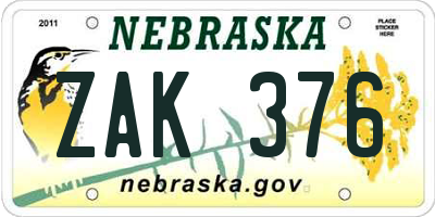 NE license plate ZAK376