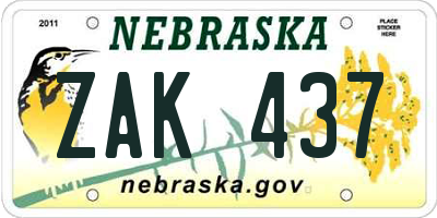 NE license plate ZAK437