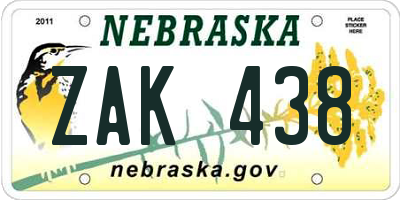 NE license plate ZAK438
